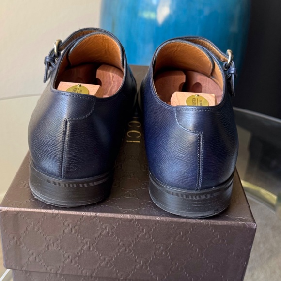 GUCCI NAVY DOUBLE MONK STRAP CAP TOE - Picture 9 of 12